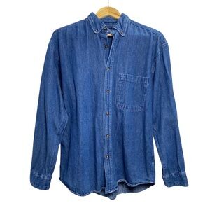 Faded Glory Men’s Denim Button Down Shirt Cotton Casual Western Wear Workwear |M